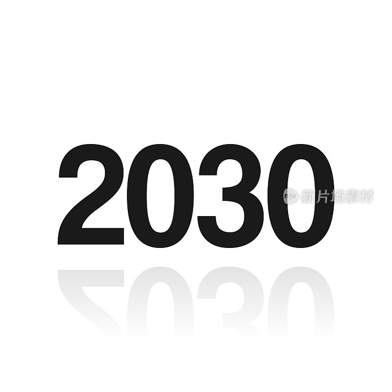 2030年- 2030年。白色背景上反射的图标